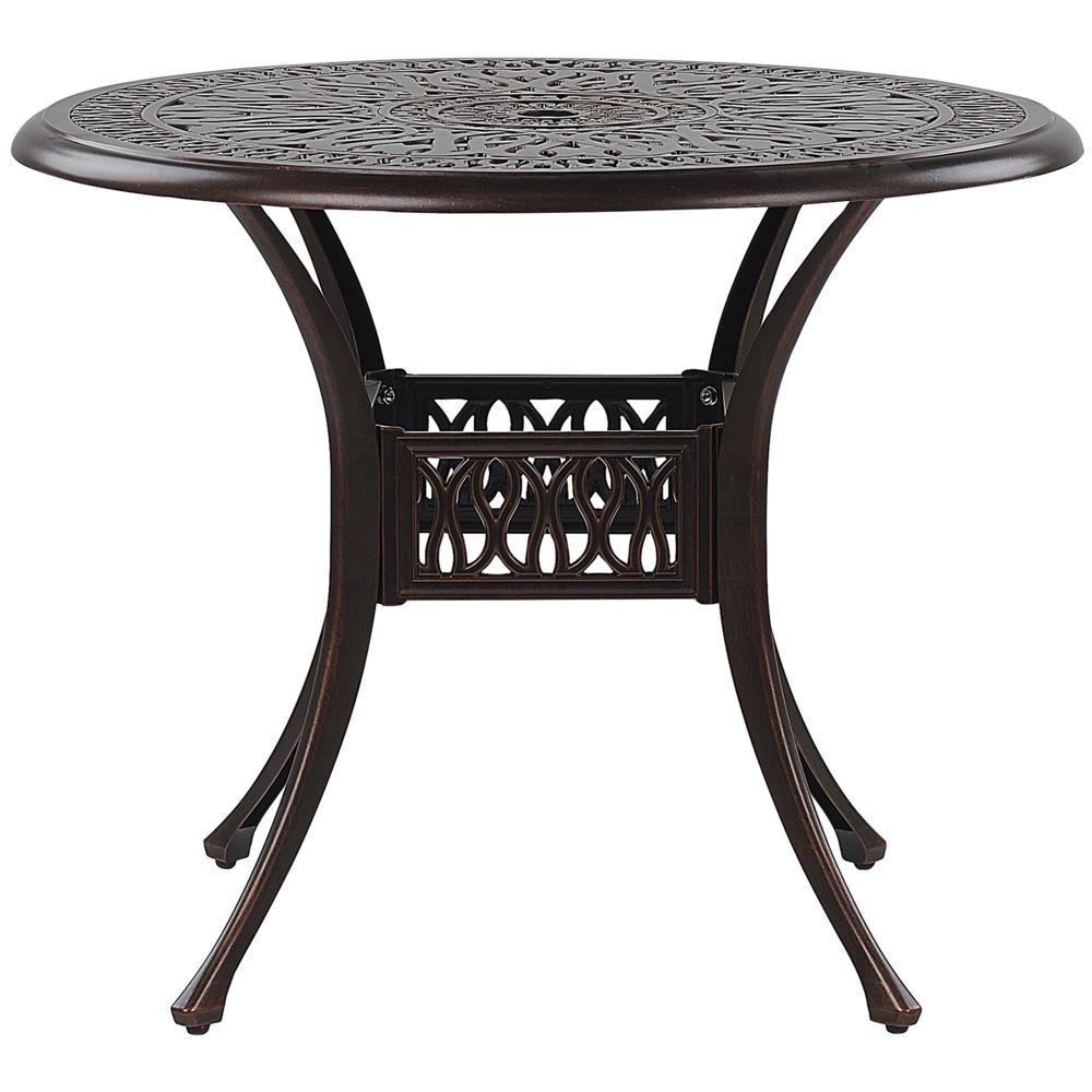 Tavolo Da Giardino Rotondo Ø 90 In Alluminio Marrone Scuro Ancona - Foto 1