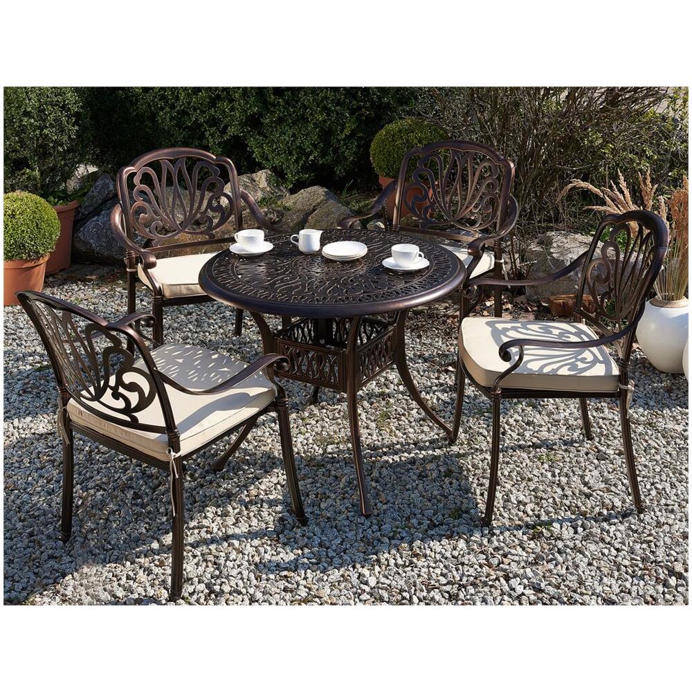 Tavolo Da Giardino Rotondo Ø 90 In Alluminio Marrone Scuro Ancona - Foto 2