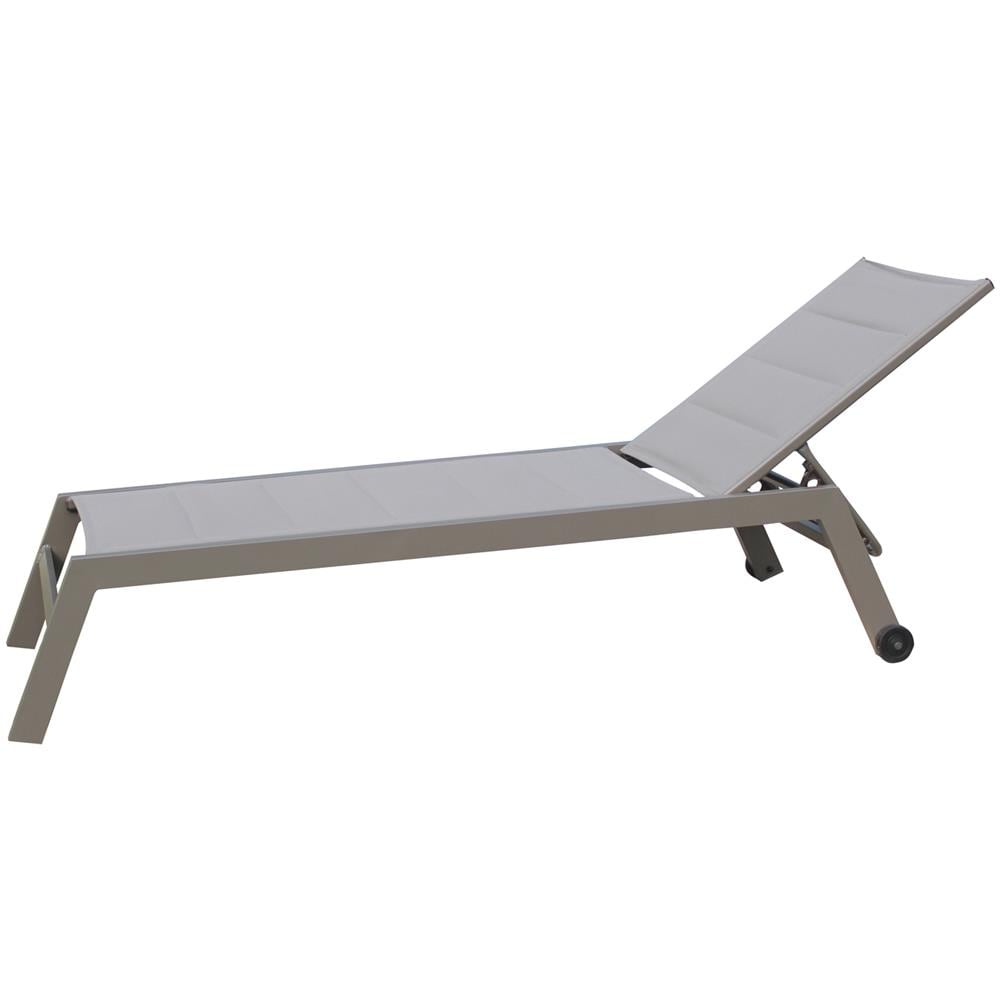 Lettino Formentera Impilabile Taupe In Alluminio E Textilene Grigio - Foto 1