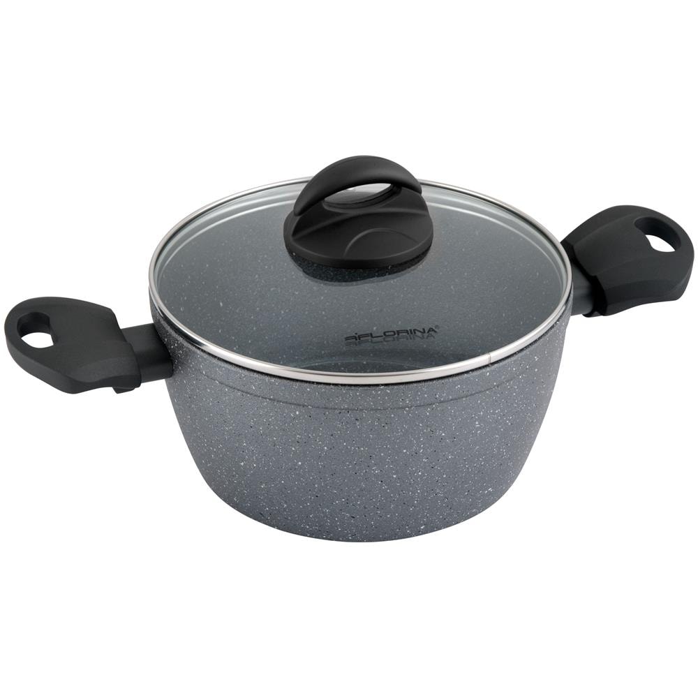 Lava Stone Casseruola Alta Induzione, 24cm, 4 Litri, Coperchio In Vetro, Antiaderente Grigio - Foto 1