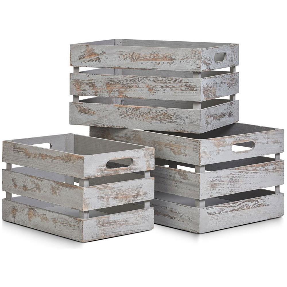 Scatola Portaoggetti Vintage, Legno, Grigio, 31x21x19 Cm, - Foto 2