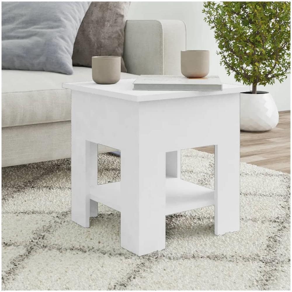 Tavolino Da Salotto Bianco 40x40x42 Cm In Legno Multistrato - Foto 1