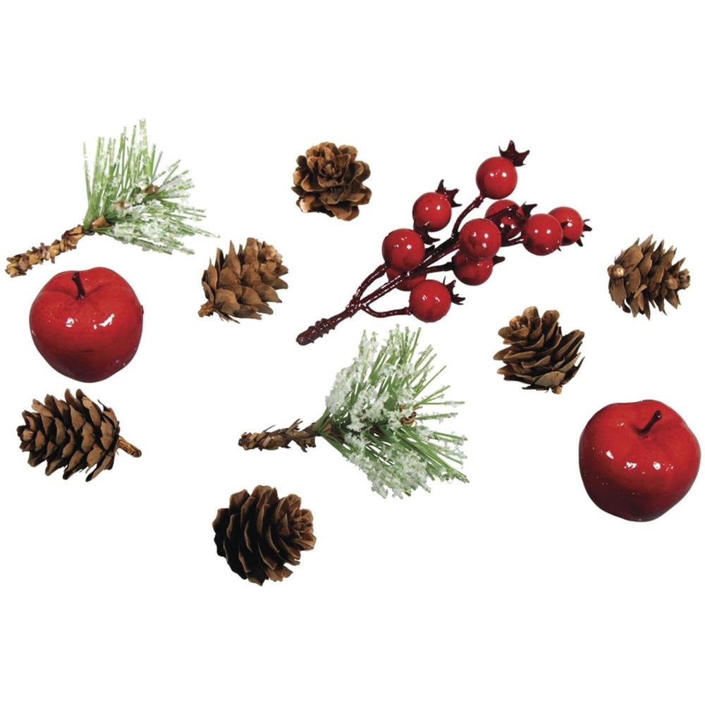 Miscela Assortita - Decorazioni Autunnali, Natalizie E Naturalistiche - 11 Coni, Mele E Bacche - Foto 1