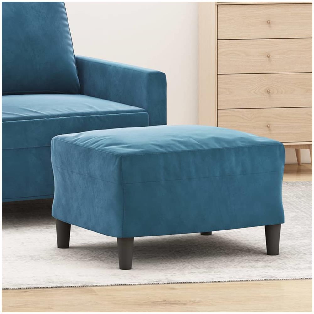 Poggiapiedi Blu 60x50x41 Cm In Velluto - Foto 1