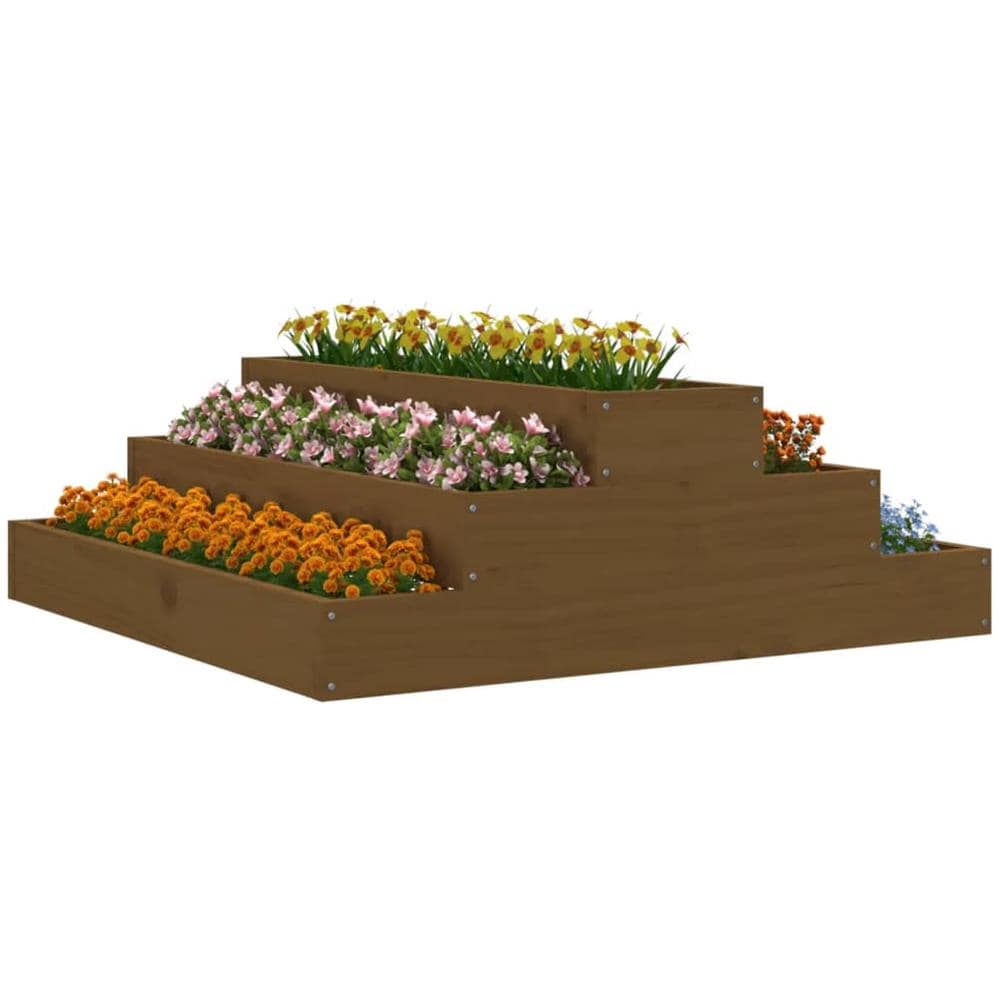 Fioriera Miele 80x80x27 Cm In Legno Massello Di Pino - Foto 2