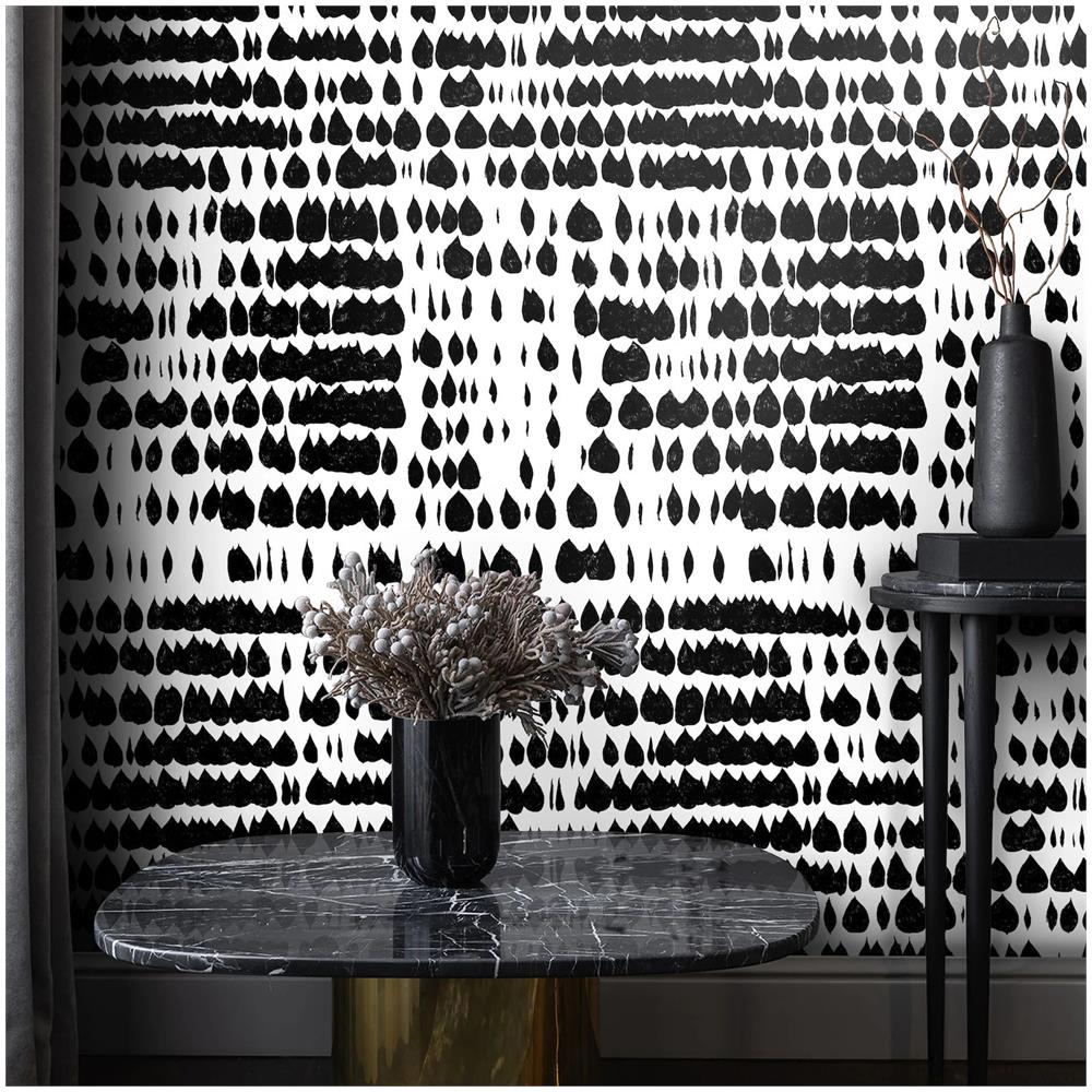 Carta Da Parati Moderna Bianca E Nera In Stile Scandinavo In Fogli Di Vera Carta Vegana, Made In Italy, 200x280cm, 5,5mq - Foto 3