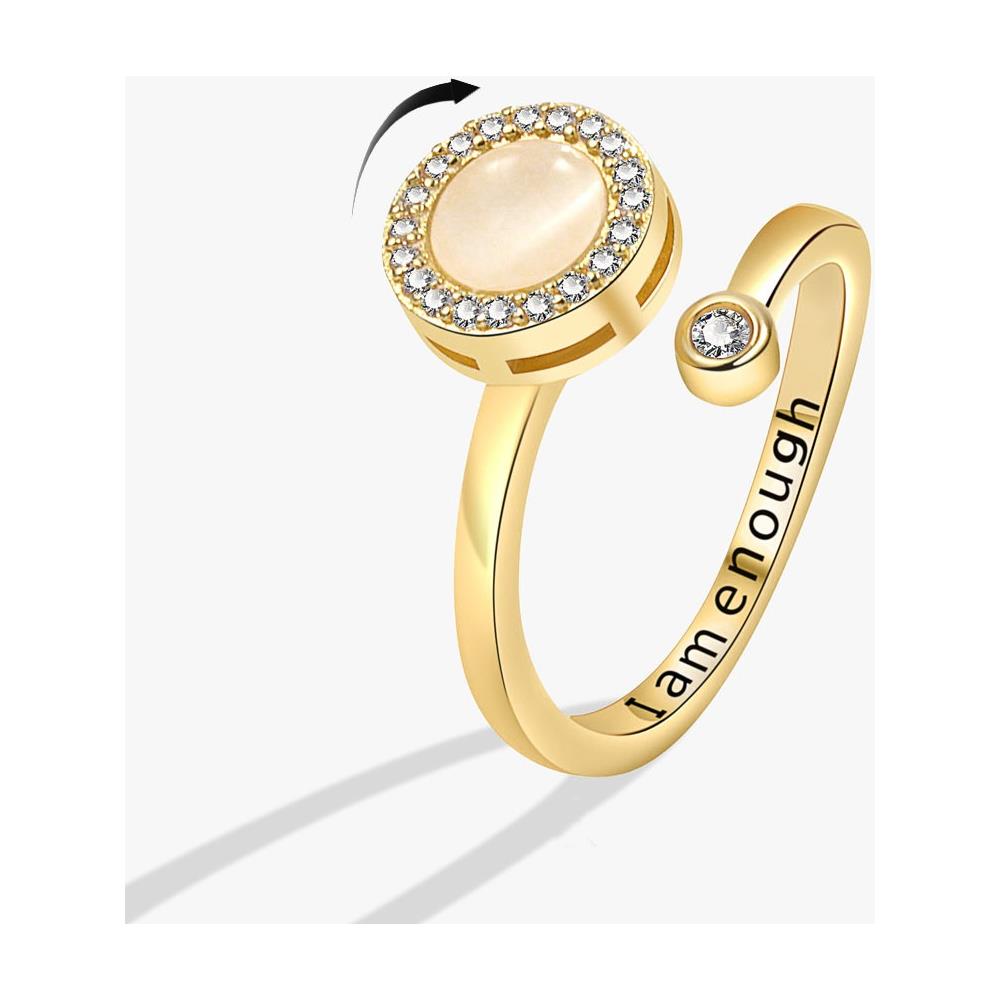 Anello Aperto Regolabile Con Decorazione Rotonda Girevole Gold - Foto 2