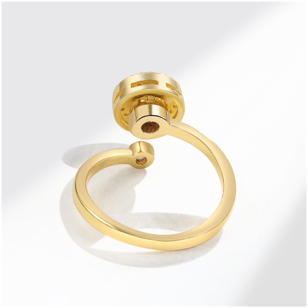 Anello Aperto Regolabile Con Decorazione Rotonda Girevole Gold - Foto 5