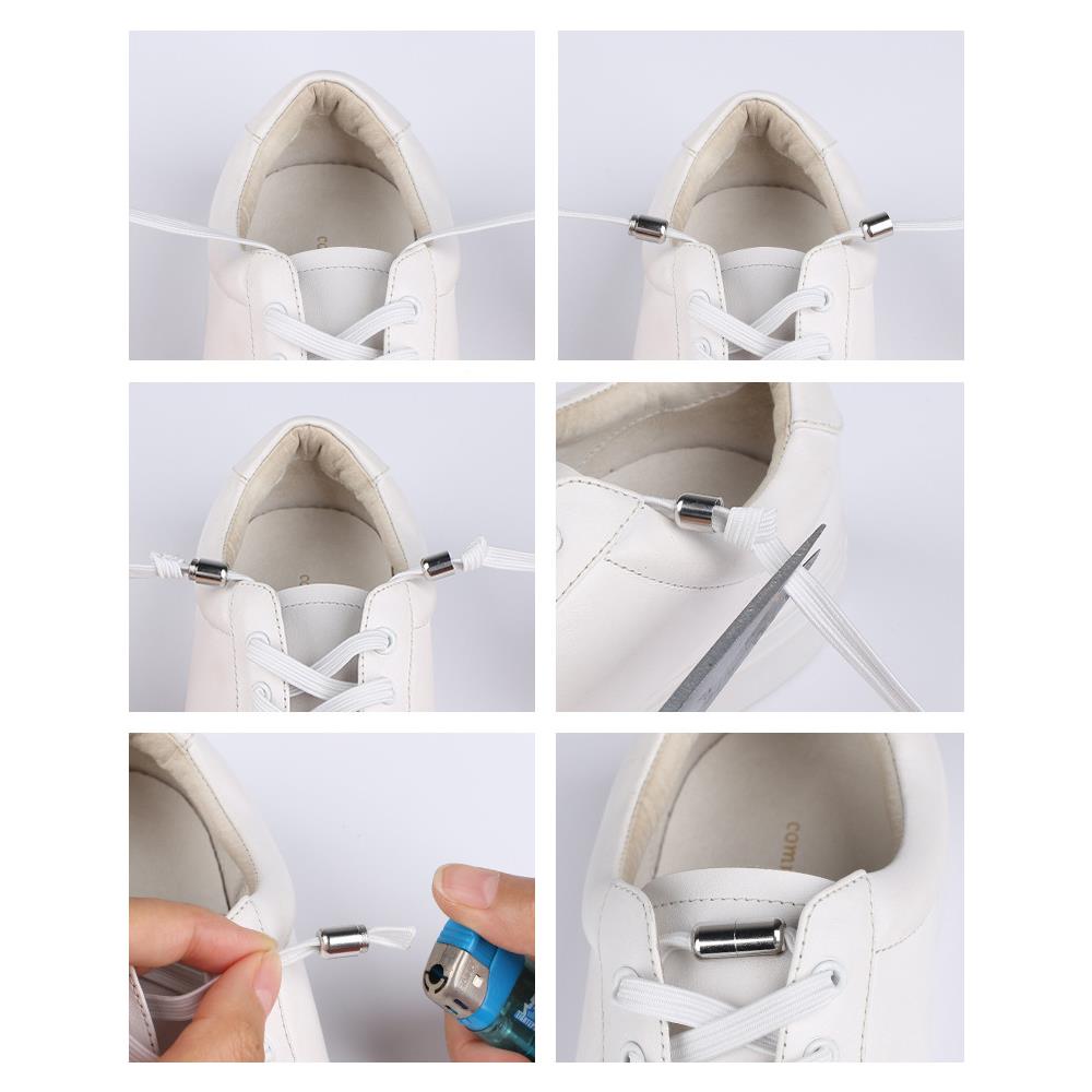 5 Paia Di Lacci Piatti Elastici Gratuiti Con Fibbie Argentate Grey - Foto 2