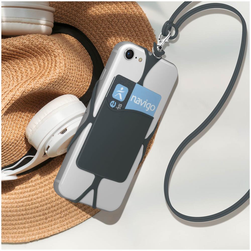 Cover Cordino Universale Per Smartphone, Portacarte Serie Neckpouch Grigio Scuro - Foto 2