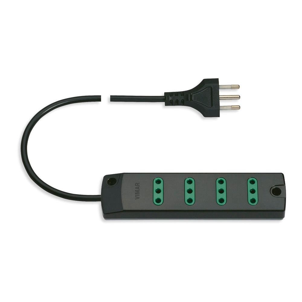 Presa Multipla 4 Prese 10a Spina 10a Salvaspazio Con Cavo 1,5mt Nero - Foto 1