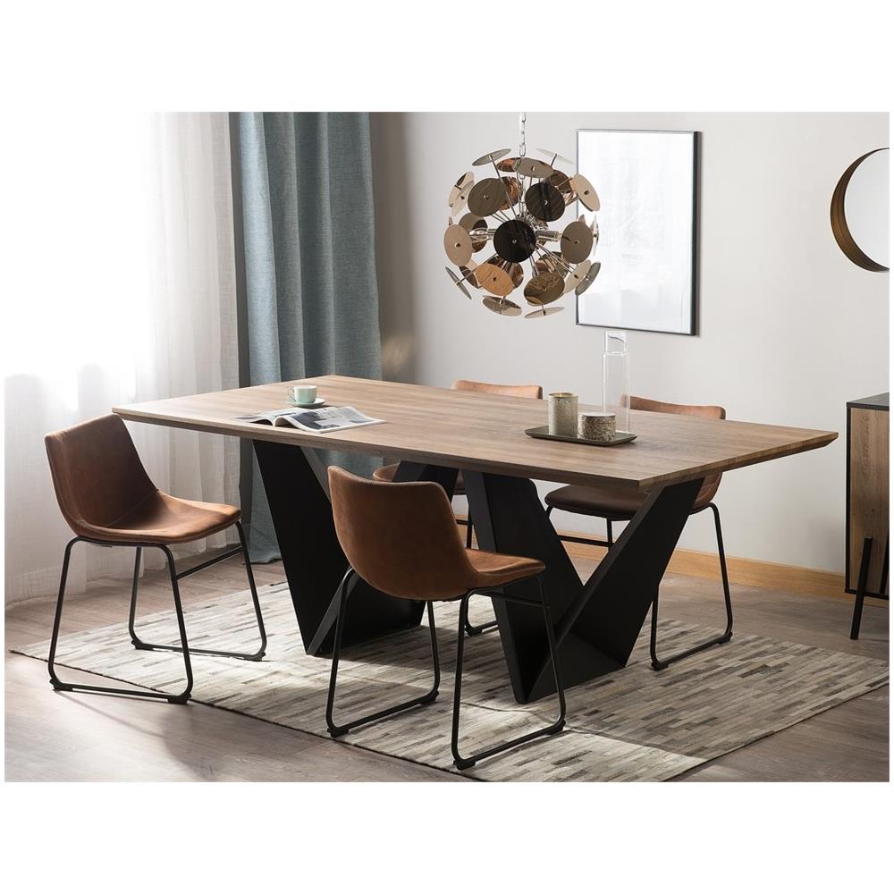 Tavolo Da Pranzo 200x100cm Color Marrone Scuro E Nero Sintra - Foto 2