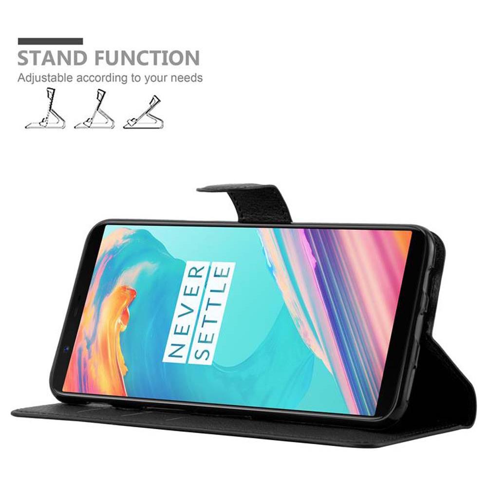 Cadorabo Custodia Compatibile Con Oneplus 5t In Nero Carbone - Coperchio Protettiva Con Chiusura Magnetica, Funzione Stand E Tasca Per Le Carte - Foto 6