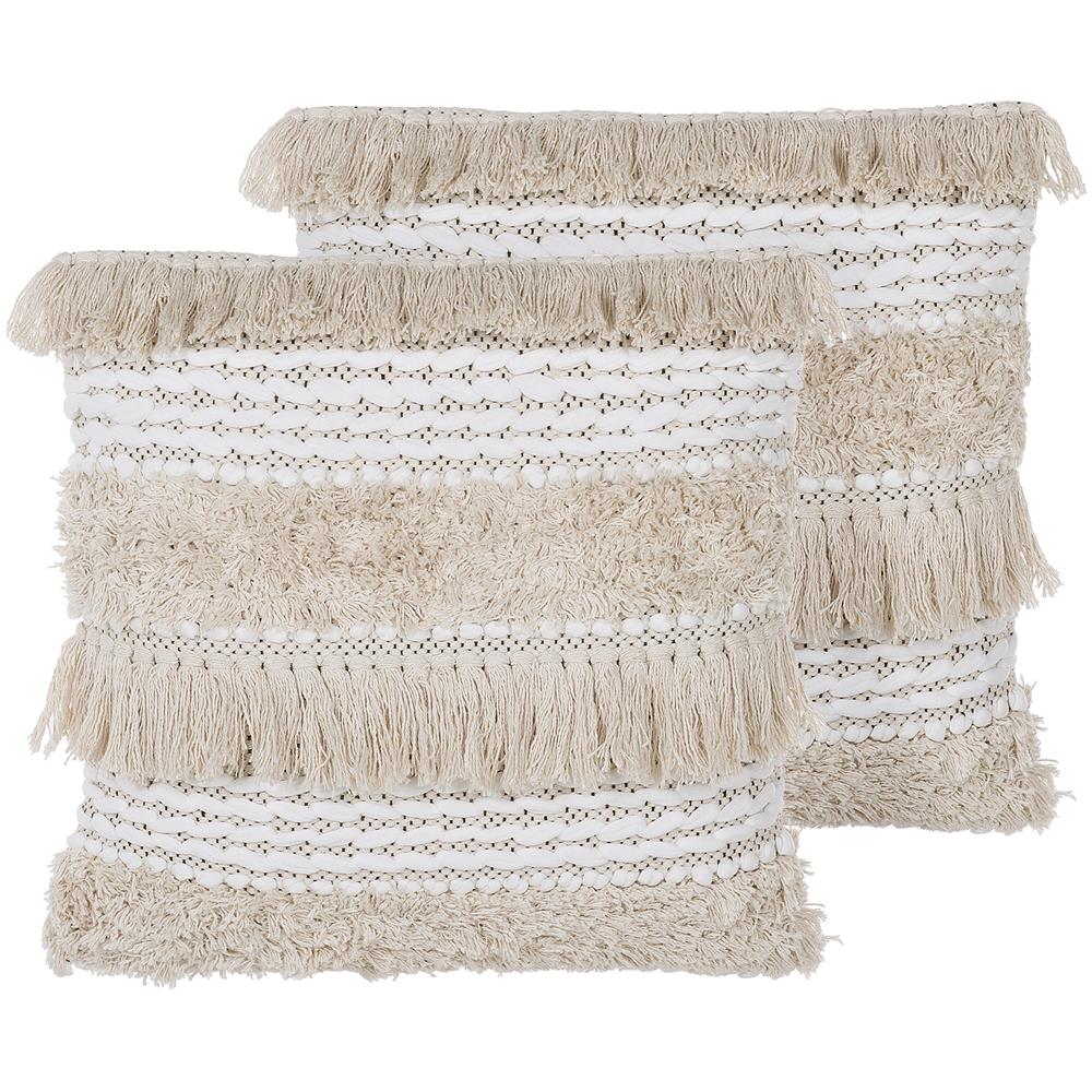Set Di 2 Cuscini Decorativi Boho 45 X 45 Cm Beige Villur - Foto 1