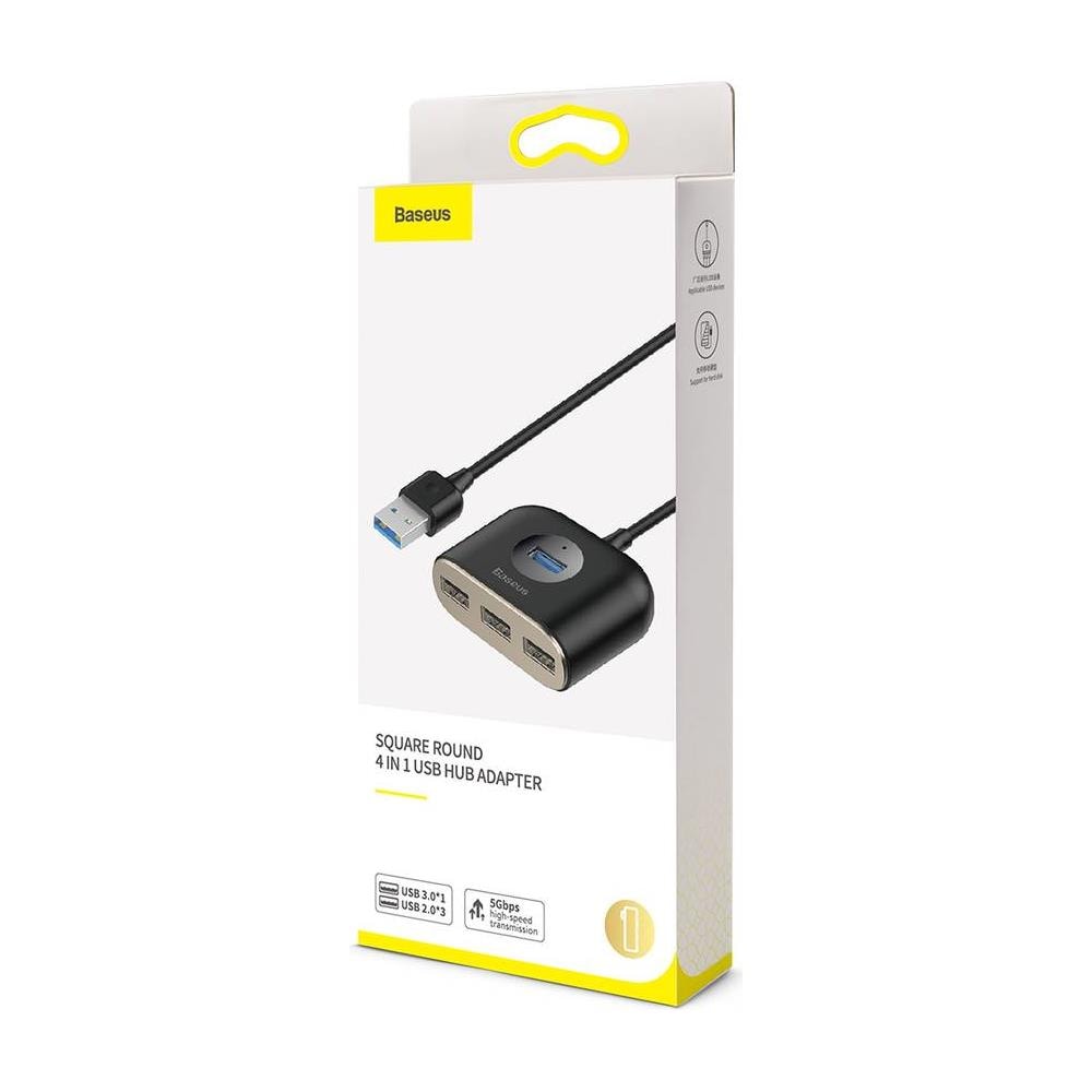 Hub Piazza Rotonda 4in1 Usb Adapter Usb3.0 * 1 + Usb2.0 * 3 1m Nero (cahub-ay01) - Foto 1