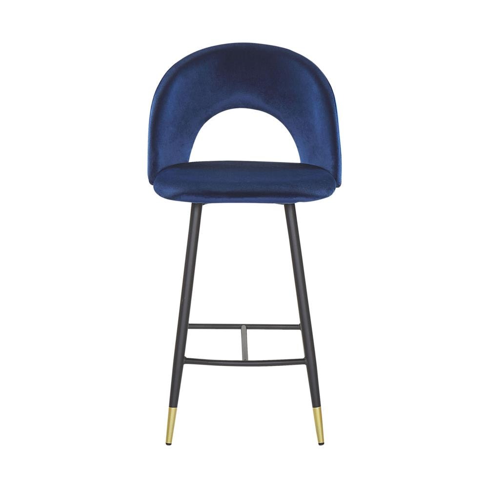 Set Di 2 Sgabelli Da Bar In Velluto Blu Navy Falton - Foto 2