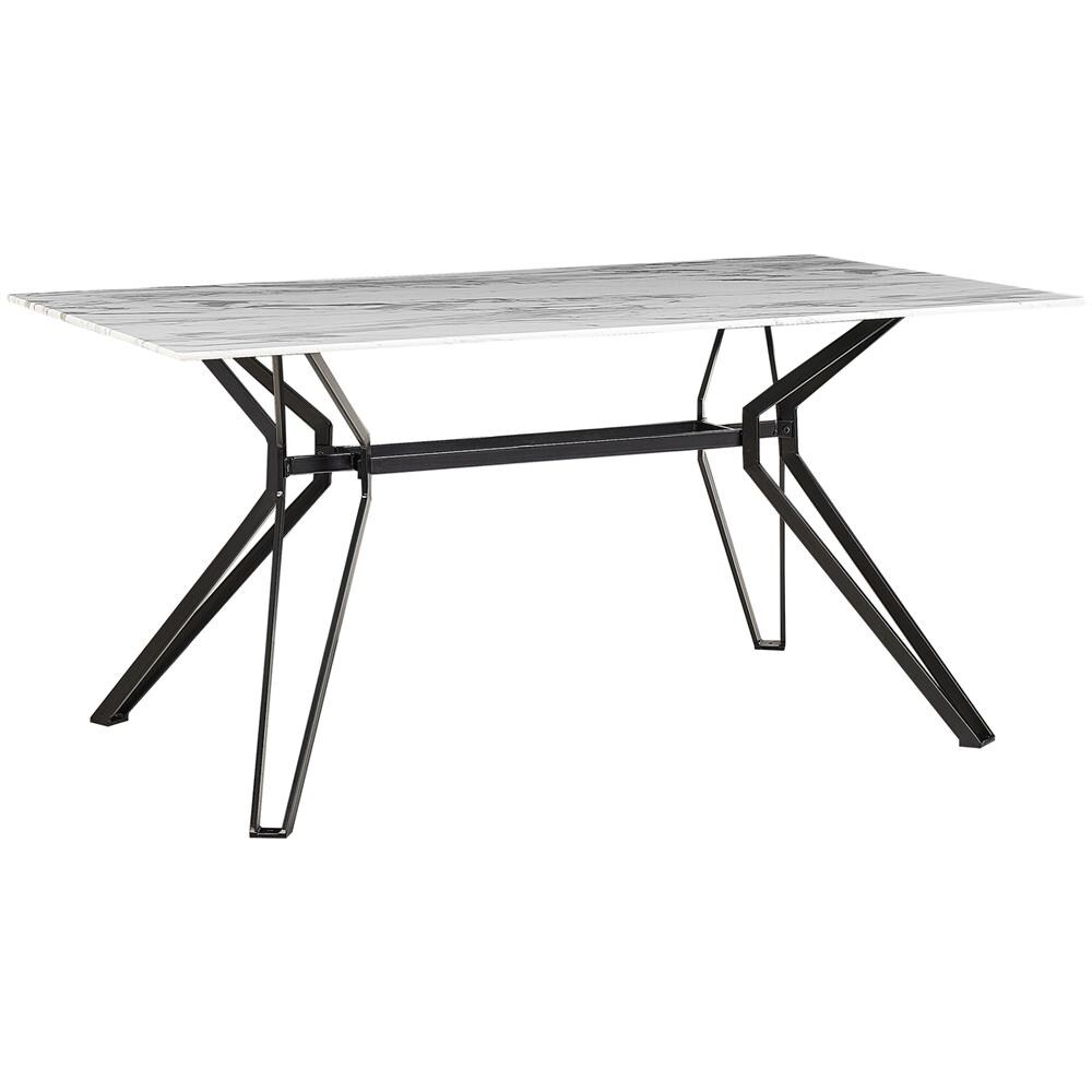 Tavolo Da Pranzo In Vetro 160 X 90 Cm Effetto Marmo E Nero Ballina - Foto 1