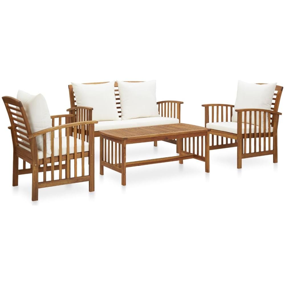 Set Divani Da Giardino 4 Pz Con Cuscini In Massello Di Acacia - Foto 1