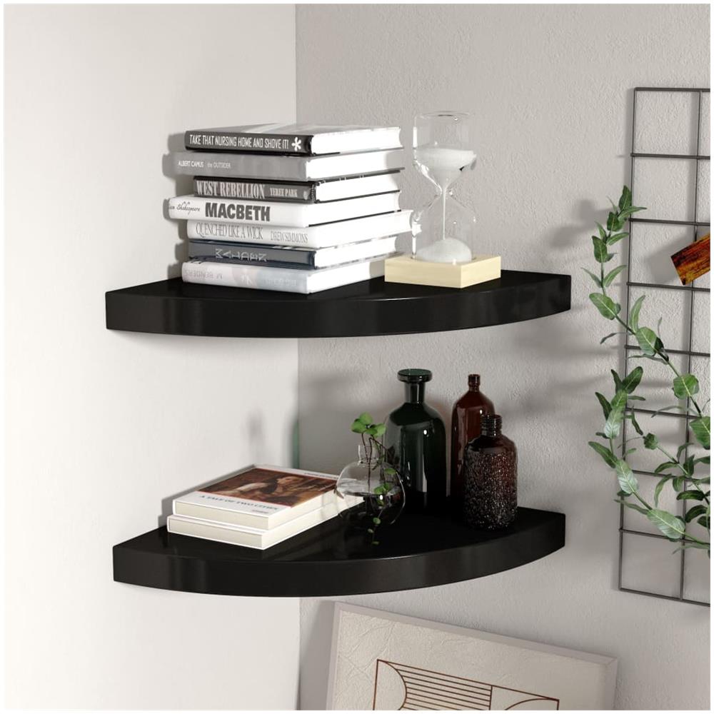 Scaffali Angolari A Parete 2 Pz Neri 35x35x3,8 Cm Mdf - Foto 1