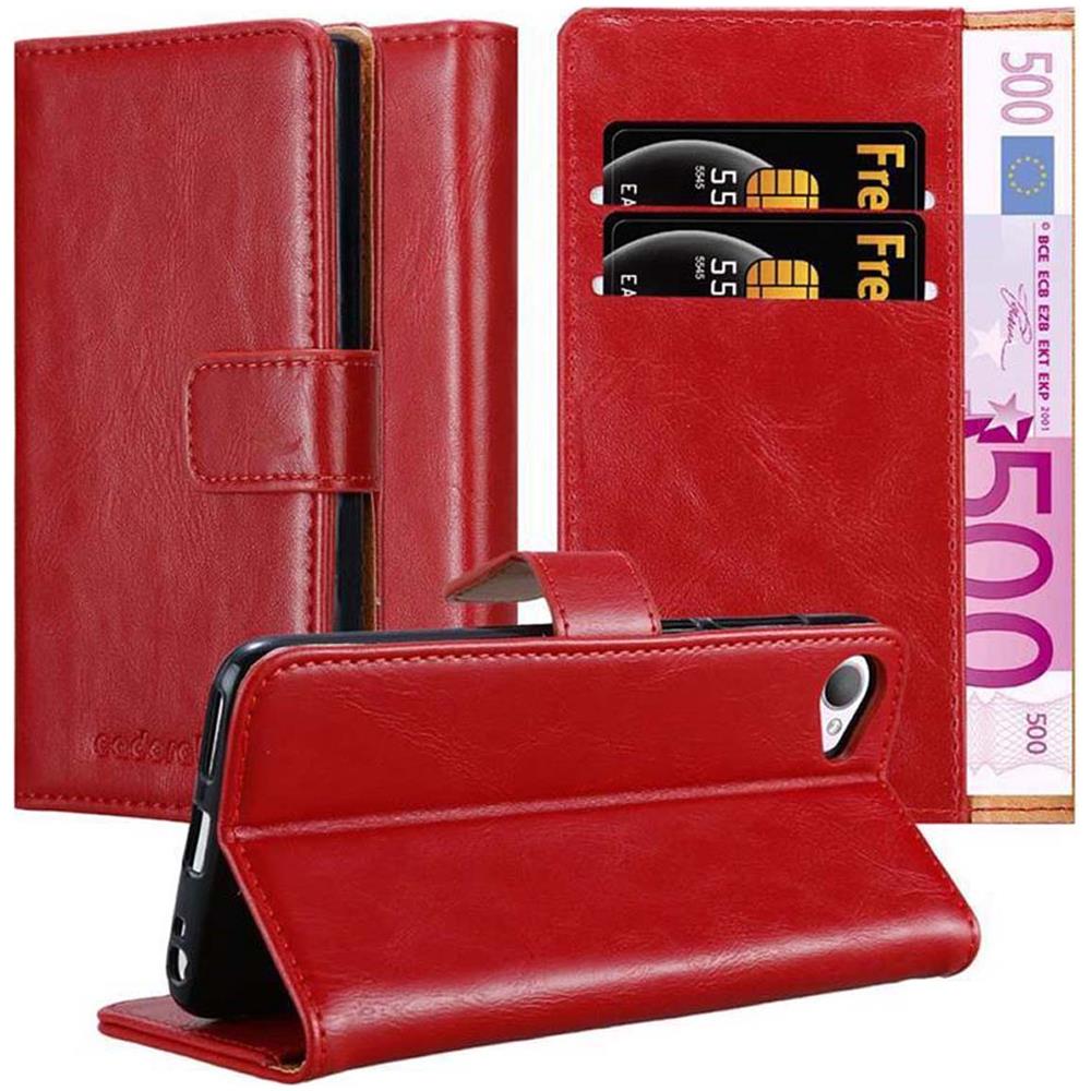 Custodia Compatibile Con Htc Desire 12 In Rosso Vinaccia - Coperchio Protettiva Con Chiusura Magnetica, Funzione Stand E Tasca Per Le Carte - Foto 1