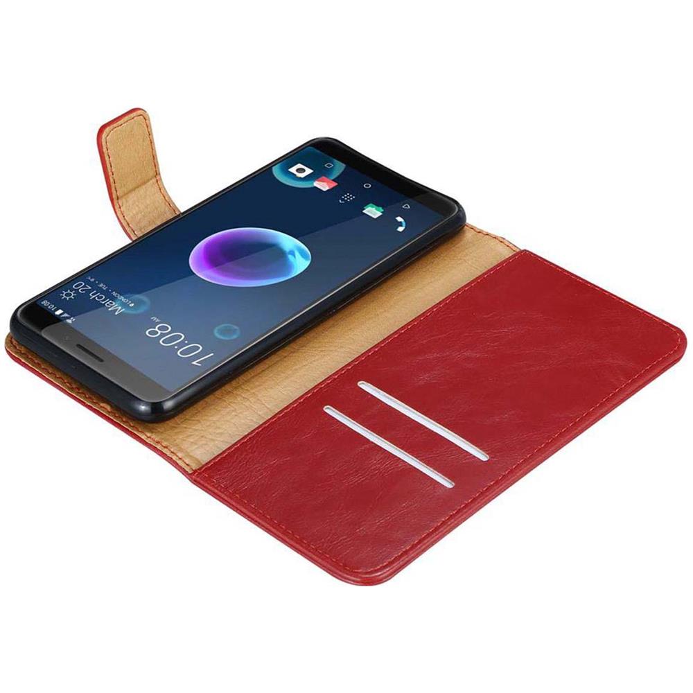 Custodia Compatibile Con Htc Desire 12 In Rosso Vinaccia - Coperchio Protettiva Con Chiusura Magnetica, Funzione Stand E Tasca Per Le Carte - Foto 8