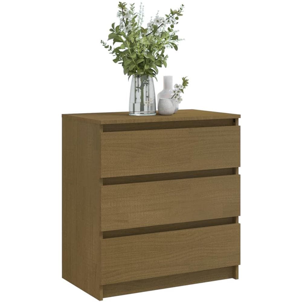 Comodino Miele 60x36x64 Cm In Legno Massello Di Pino - Foto 3