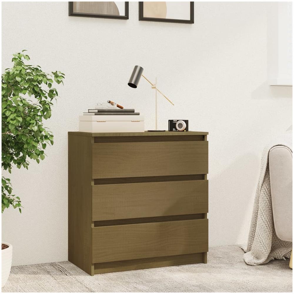 Comodino Miele 60x36x64 Cm In Legno Massello Di Pino - Foto 1