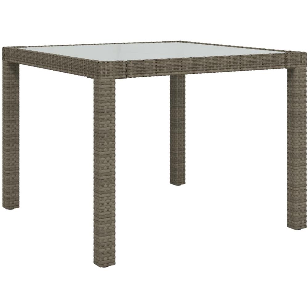 Tavolo Giardino 90x90x75cm Vetro Temperato E Polyrattan Grigio - Foto 2