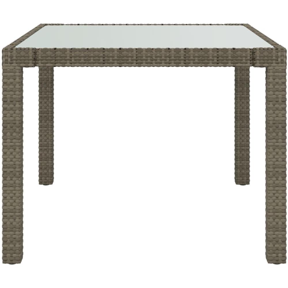 Tavolo Giardino 90x90x75cm Vetro Temperato E Polyrattan Grigio - Foto 3