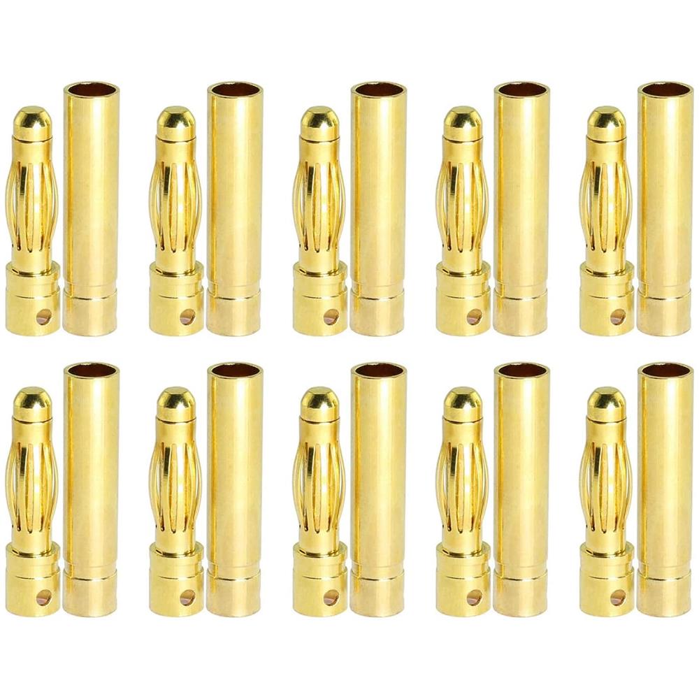 10 Paia Di Connettori Banana Da 2 Mm Batterie Modellismo Rc Lipo, Colore Oro - Foto 1