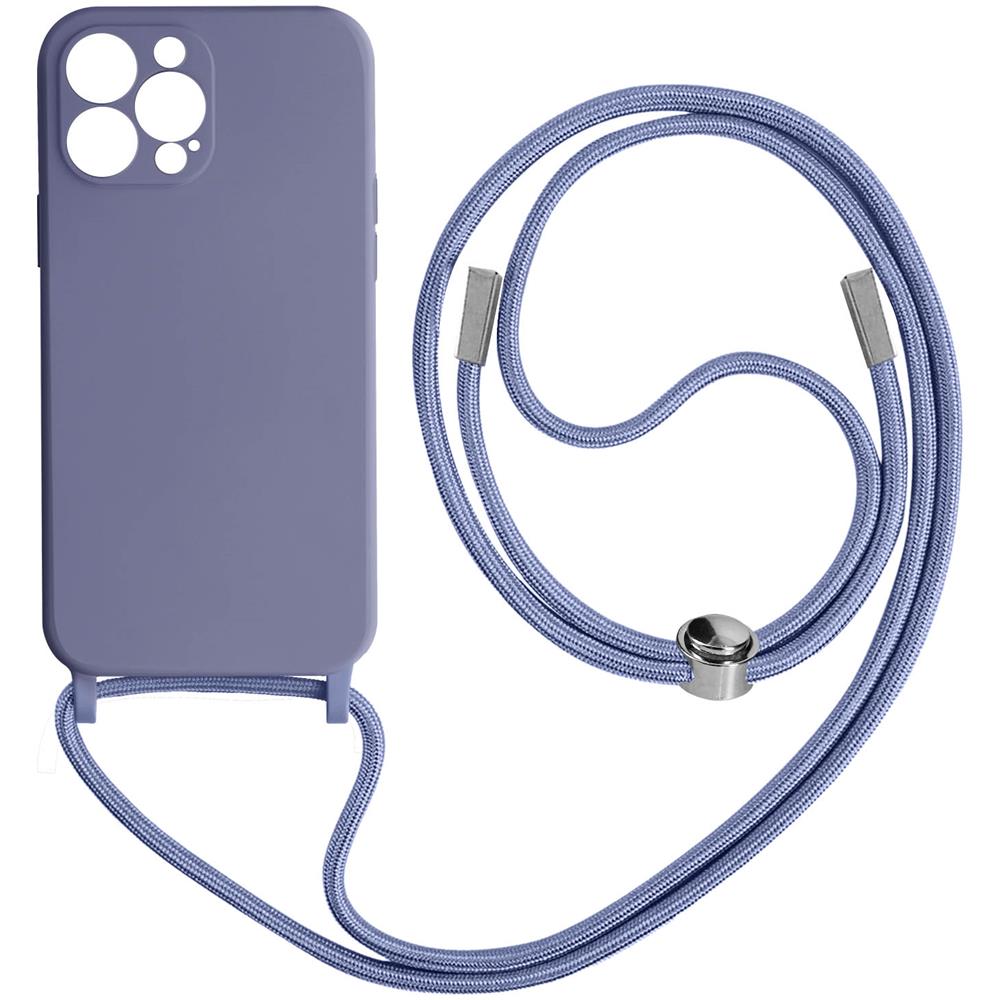 Cover Semirigida Per Iphone 13 Pro Max Cordino Nylon 80 Cm Viola Chiaro - Foto 1