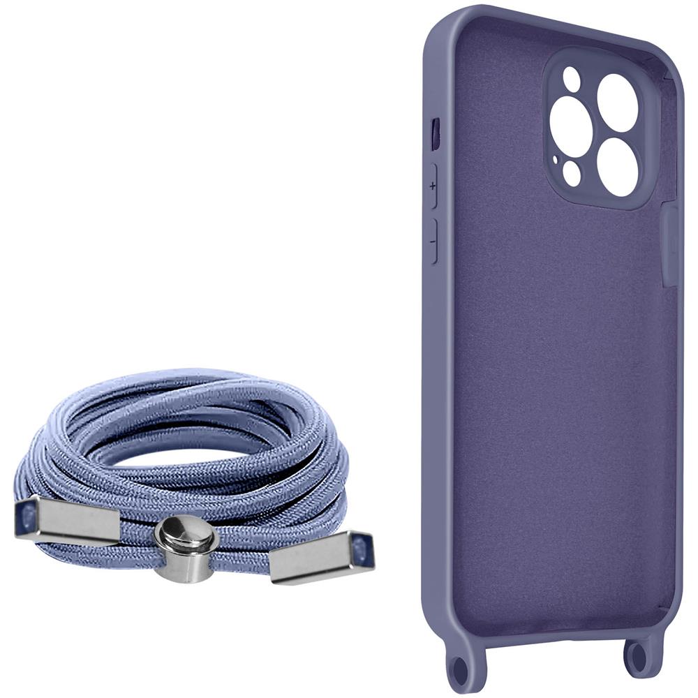 Cover Semirigida Per Iphone 13 Pro Max Cordino Nylon 80 Cm Viola Chiaro - Foto 5