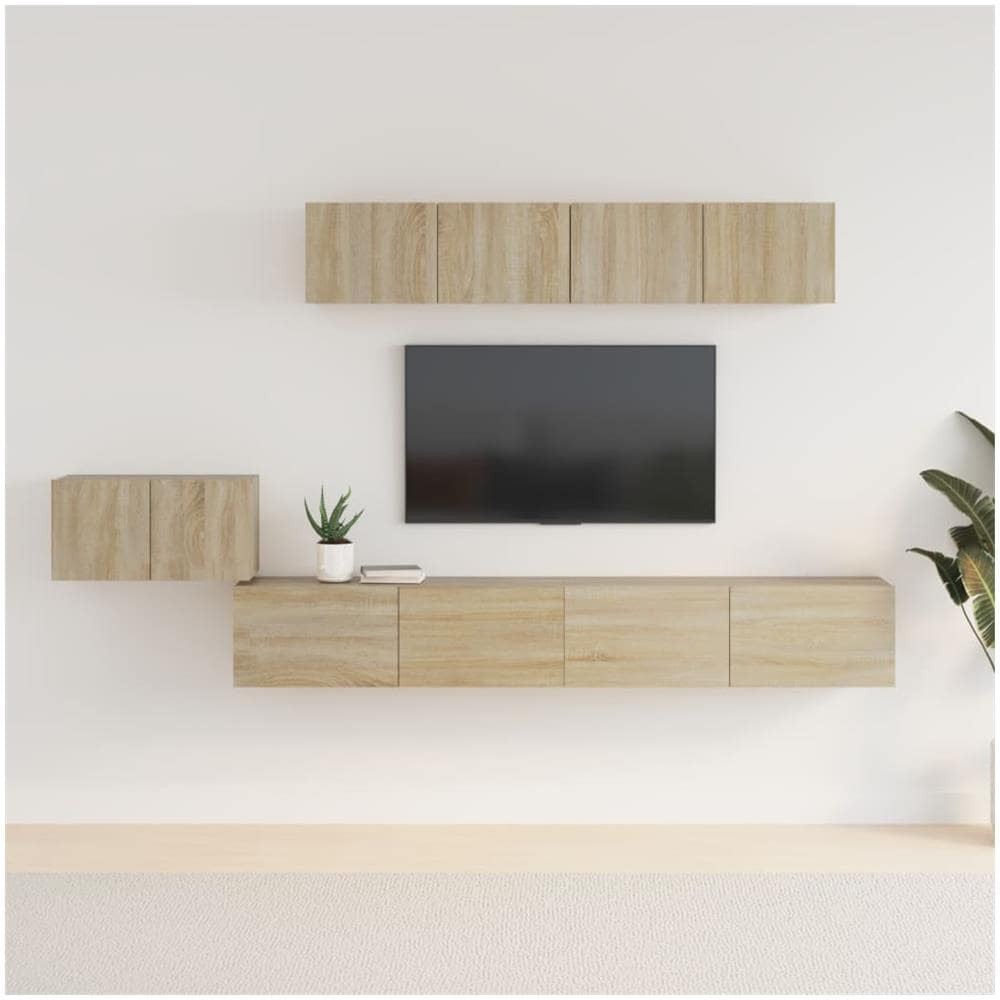 Set Di Mobili Porta Tv 5 Pz Rovere Sonoma In Legno Multistrato - Foto 1