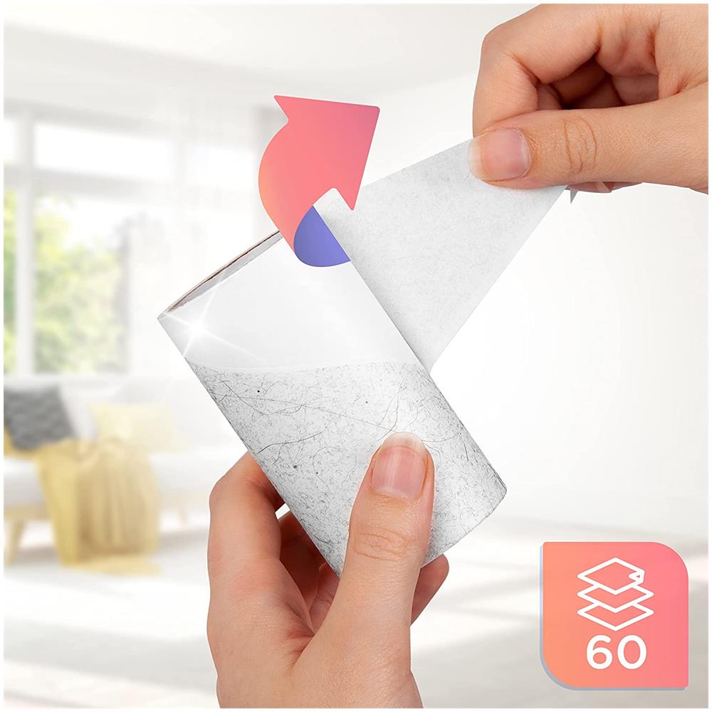 Roll2x4 Rullo Levapelucchi Con 4 Ricariche | 360 Strappi Extra Adesivi | Lint Remover Per Abbigliamento | Rullo Adesivo Per Peli Di Animali | Rulli Per Lanugine E Pelucchi - Foto 2