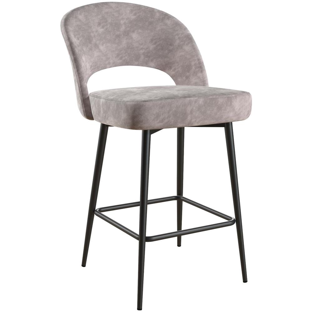 Alexi Sgabello Imbottito In Velluto Grigio Chiaro - Foto 1