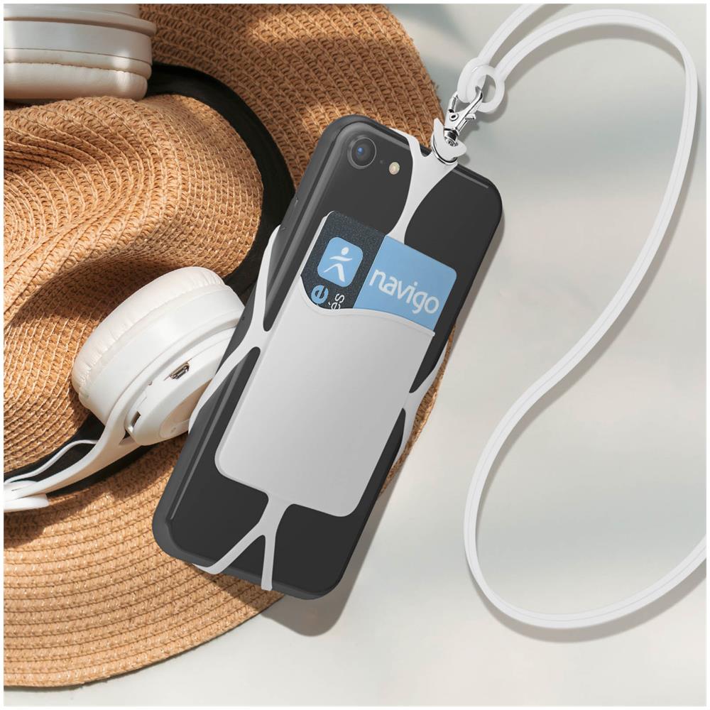 Cover Cordino Universale Per Smartphone Con Porta-carte Serie Neckpouch Bianca - Foto 2