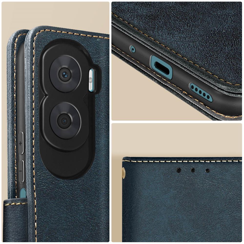 Custodia Portafoglio Blu Notte Blocco Rfid Per Honor 90 Lite - Foto 2