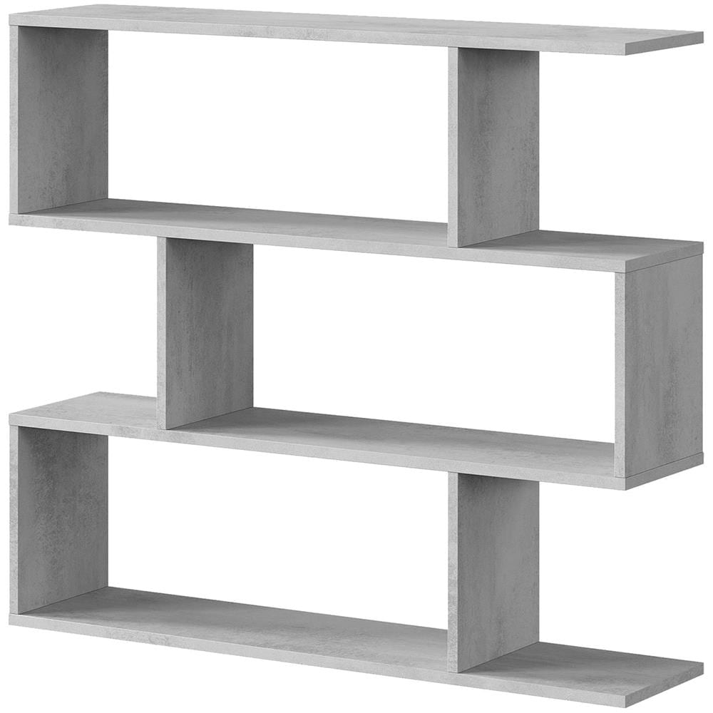 Libreria Hampton, Mobile Portalibri Bassa Bifacciale, Scaffale Con Tre Scomparti, Scaffale Moderno Da Ufficio, 110x24h97 Cm, Grigio Cemento - Foto 2