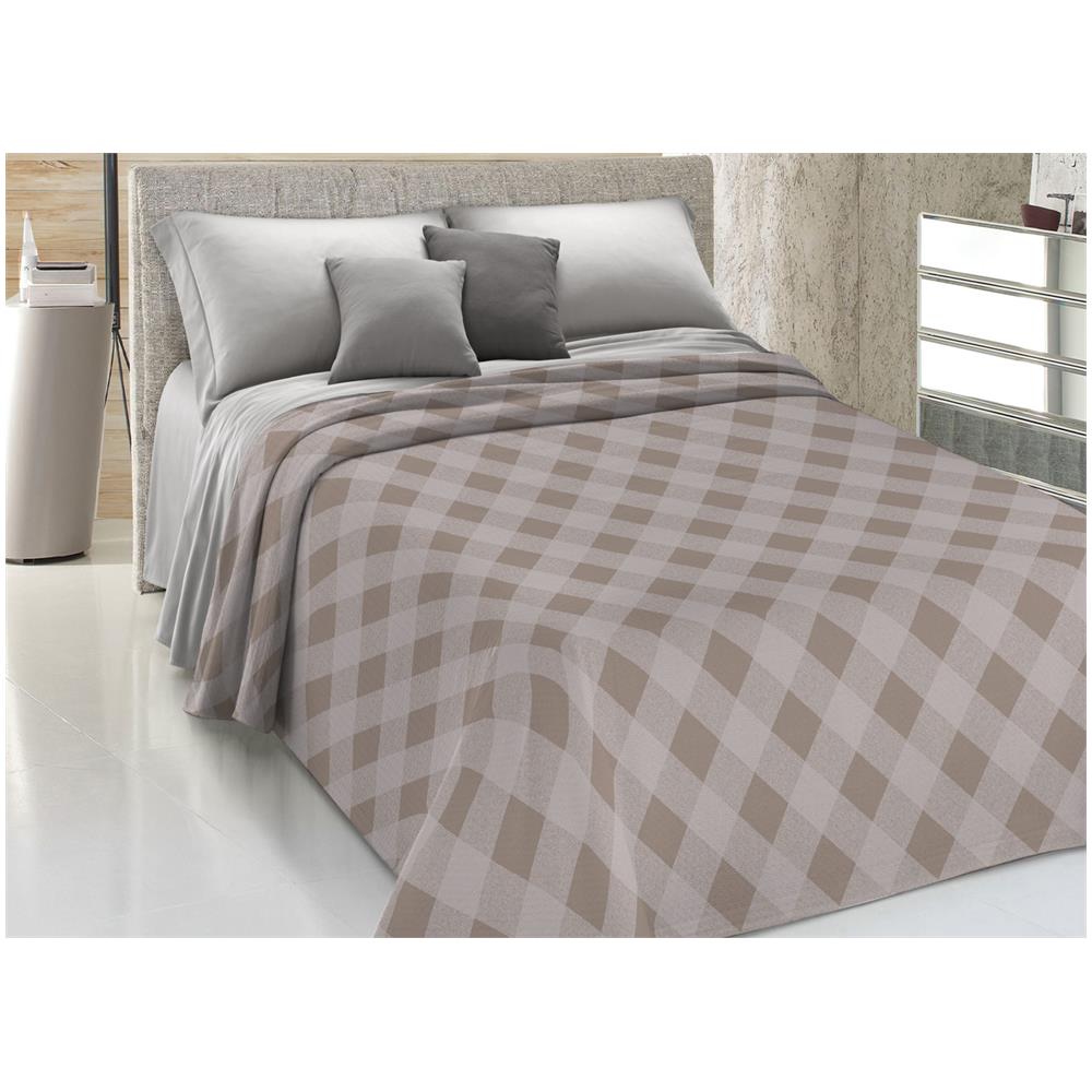 Copriletto Piquet Primavera Estate 100% Cotone Disegno Lovely Check Singolo Beige - Foto 1