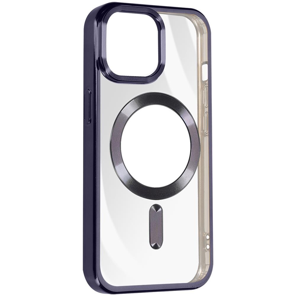 Cover Magsafe Per Iphone 15 Pro Max Silicone Bordo Cromato Viola - Foto 2