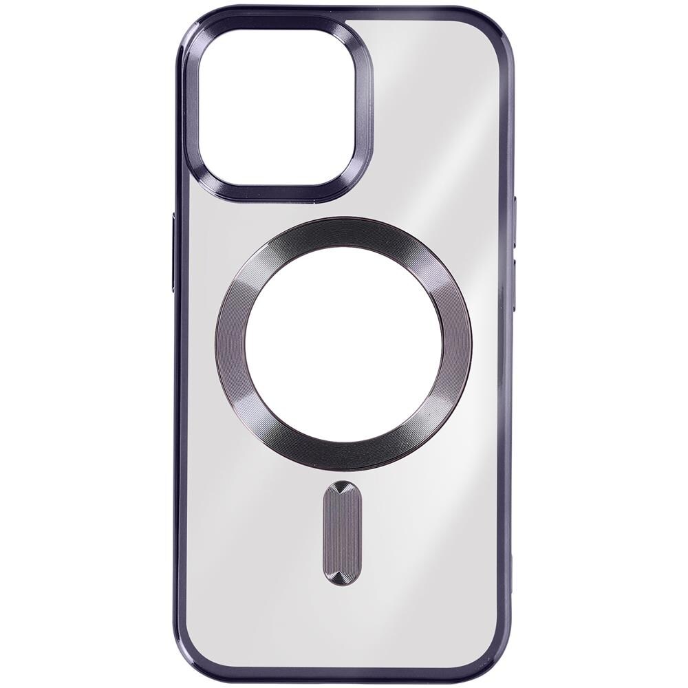 Cover Magsafe Per Iphone 15 Pro Max Silicone Bordo Cromato Viola - Foto 1