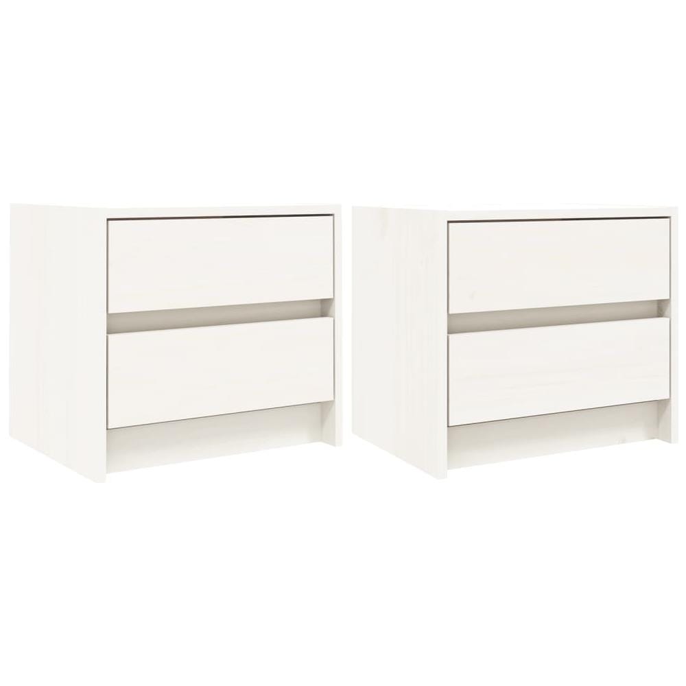 Comodini 2 Pz Bianchi 40x31x35,5 Cm In Legno Massello Di Pino - Foto 2