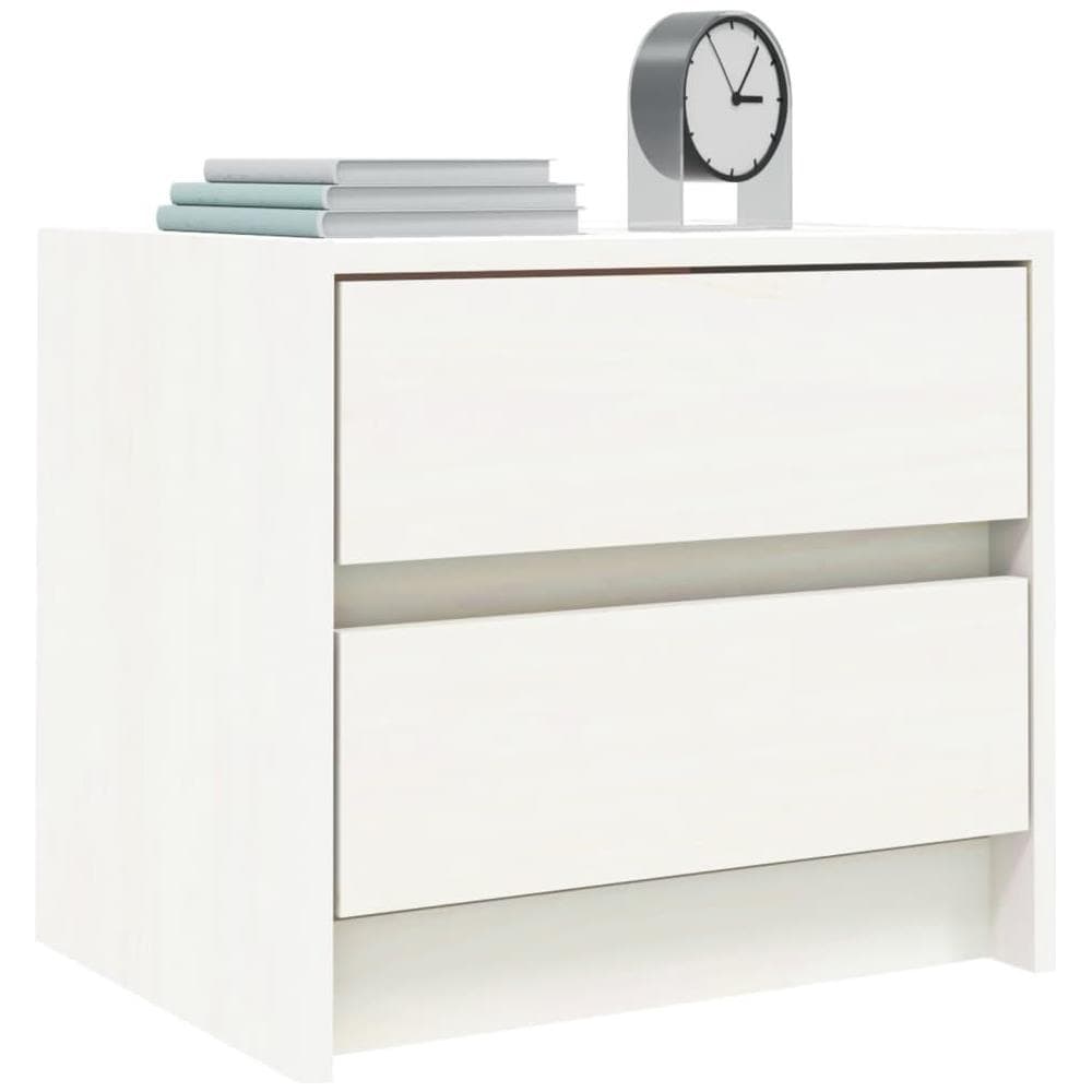 Comodini 2 Pz Bianchi 40x31x35,5 Cm In Legno Massello Di Pino - Foto 3