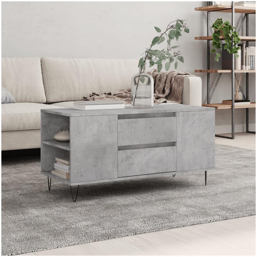 Tavolino Salotto Grigio Cemento 102x44,5x50cm Legno Multistrato - Foto 1