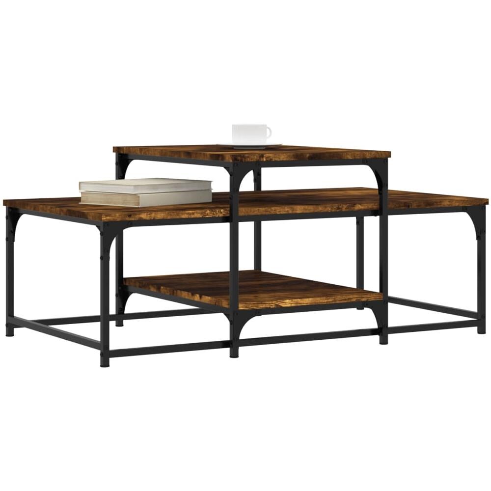 Tavolino Da Salotto Rovere Fumo 102x60x45 Cm Legno Multistrato - Foto 3