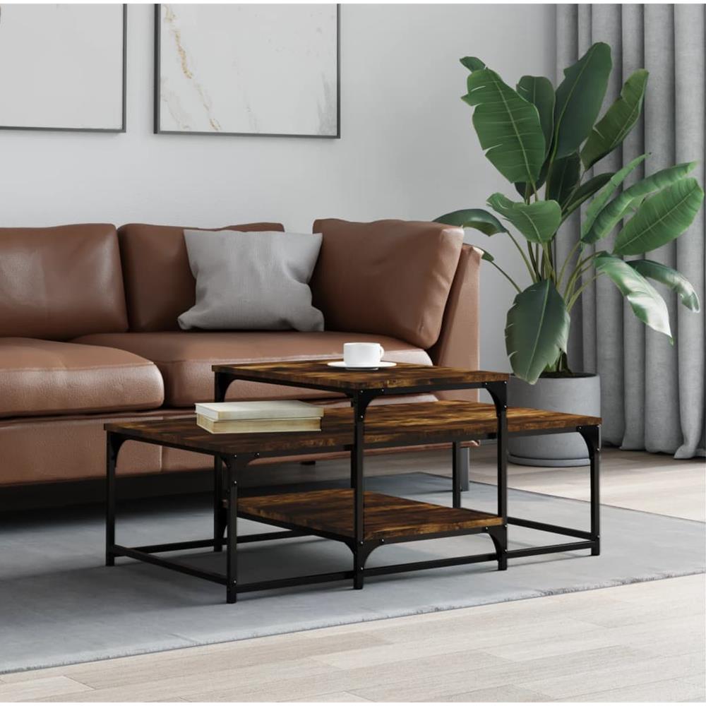 Tavolino Da Salotto Rovere Fumo 102x60x45 Cm Legno Multistrato - Foto 1