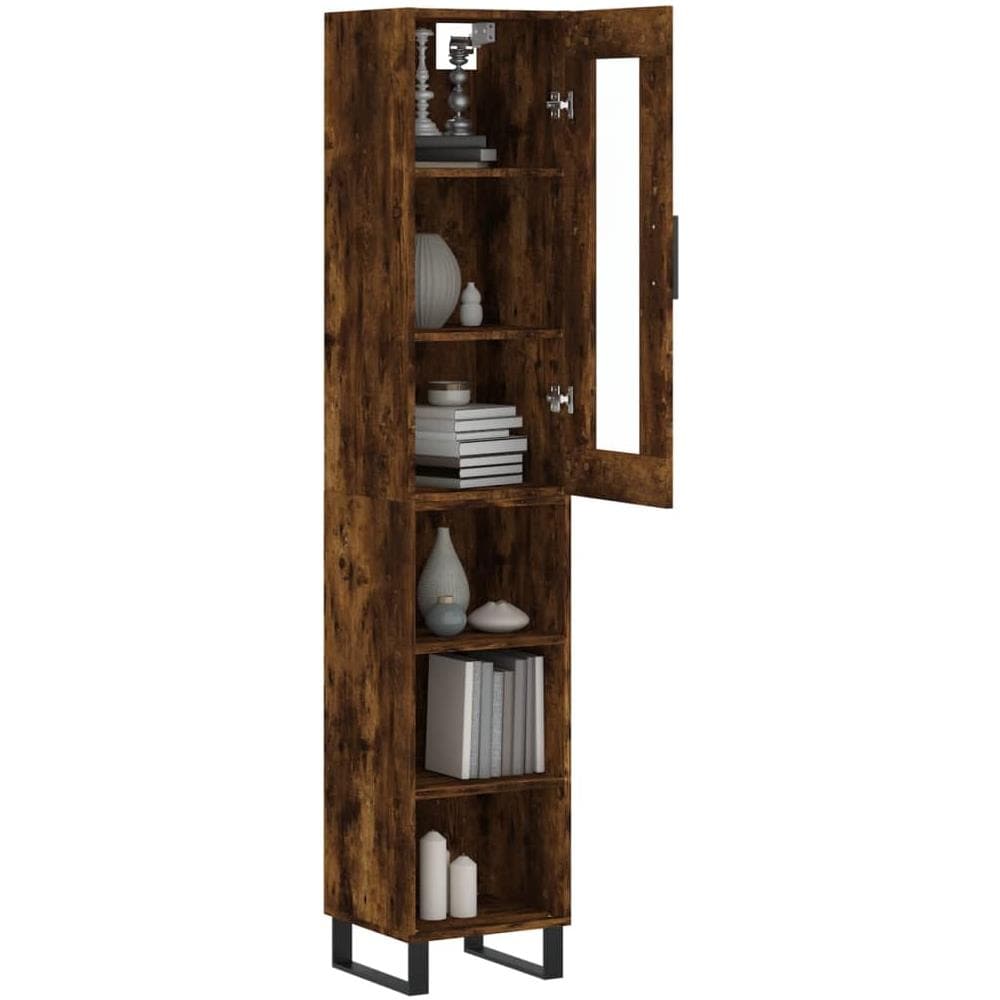 Credenza Rovere Fumo 34,5x34x180 Cm In Legno Multistrato - Foto 3