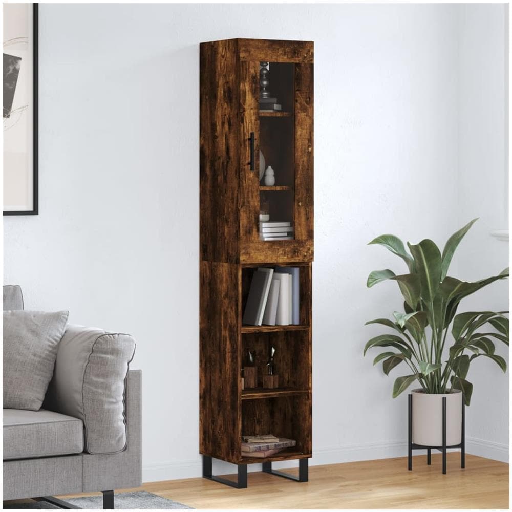 Credenza Rovere Fumo 34,5x34x180 Cm In Legno Multistrato - Foto 1