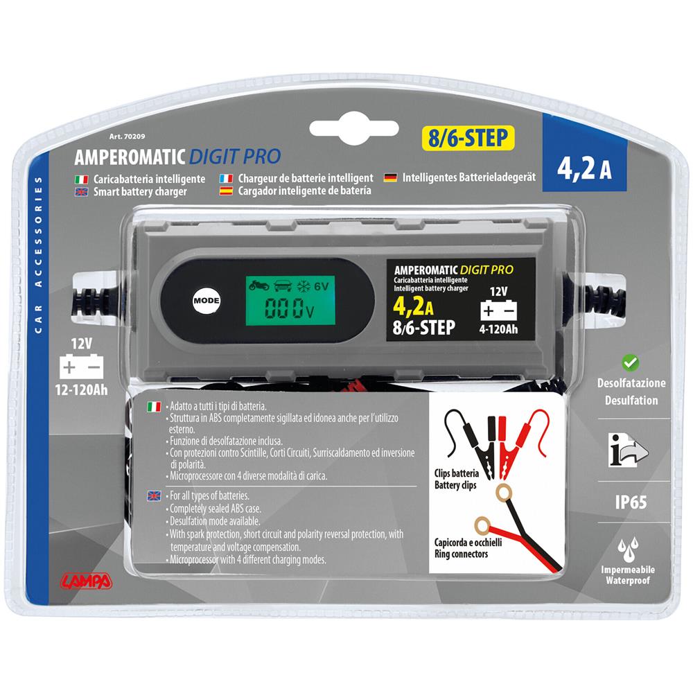 Amperomatic Digit Pro, Caricabatteria Intelligente, 12v - 4,2a - Foto 2