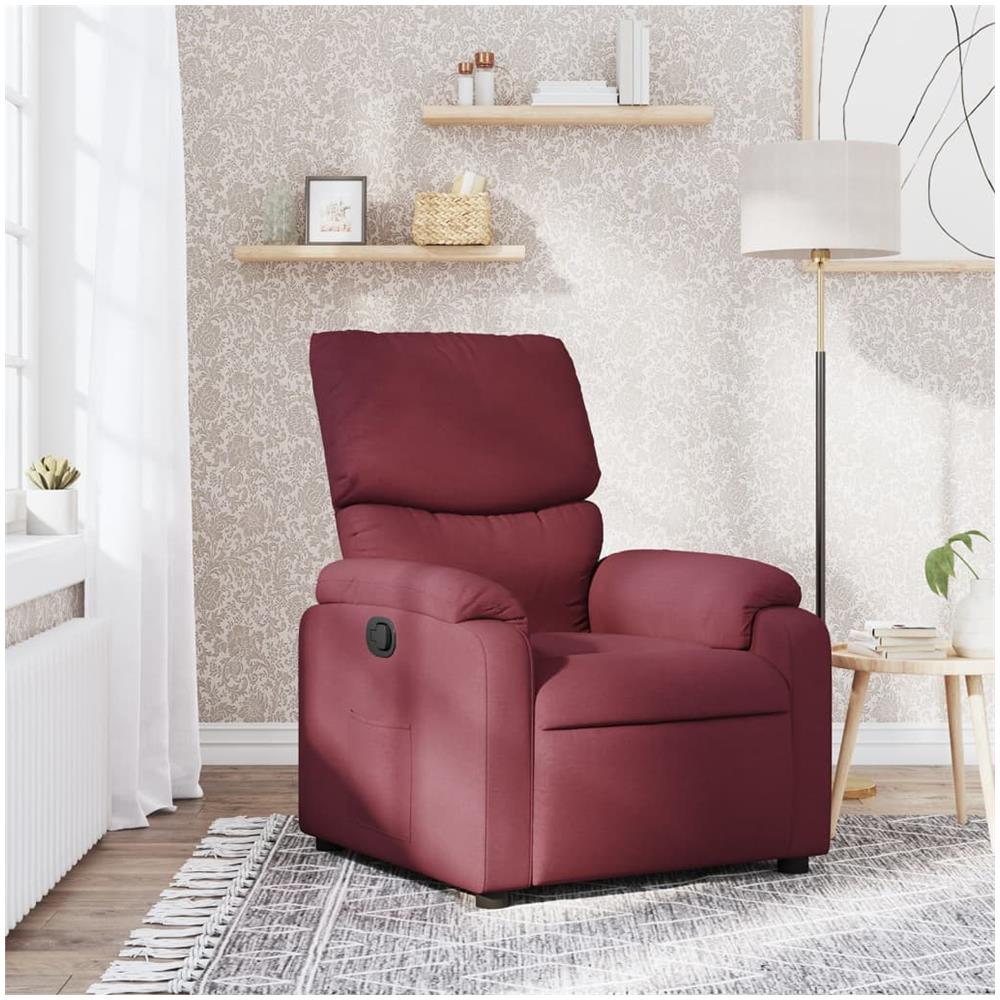Poltrona Reclinabile In Tessuto Rosso Vino - Foto 1